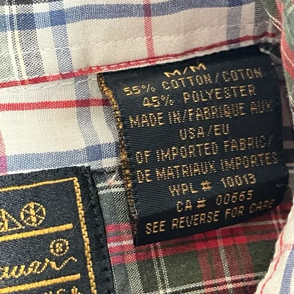 Vintage 80s Eddie Bauer Marin Poplin Multicolor Plaid Button Up Shirt USA Made - Picture 11 of 11
